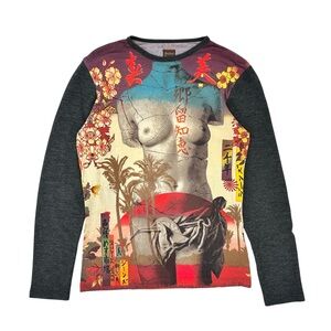 Jean Paul Gaultier Y2K Vintage Broken Venus Statue Bust Contrast Long Sleeve Top